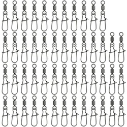 50 Uds. Giratorio de Pesca con Clip a presión, conector de línea de enclavamiento, anillo sólido, señuelo, anzuelo de Pesca de carpa, accesorios para aparejos de Pesca