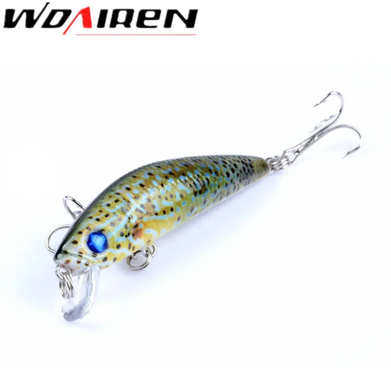 Juego de Señuelos de Pesca de colores mezclados, 5 uds., 6,5 cm, 7,5g, cebos para pececillos, Crankbaits Wobbler con anzuelos triples, aparejos de pesca, Kit de cebo duro - imagen 4