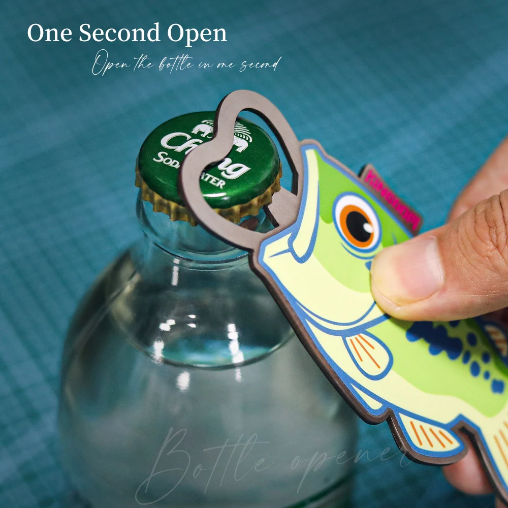 Kingdom Bottle Opener Magnetic Design 10*6cm Non-Slip Metal Material Bottle Opener Fridge Magnet Fishing Accessory - imagen 2
