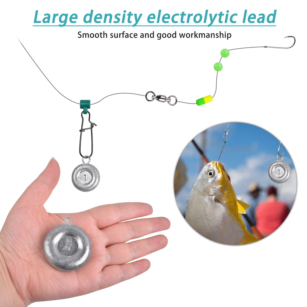 Pesas de pesca de plomo para agua dulce y salada, pesas de disco de pesas de plomo para pesca de Surf - imagen 5