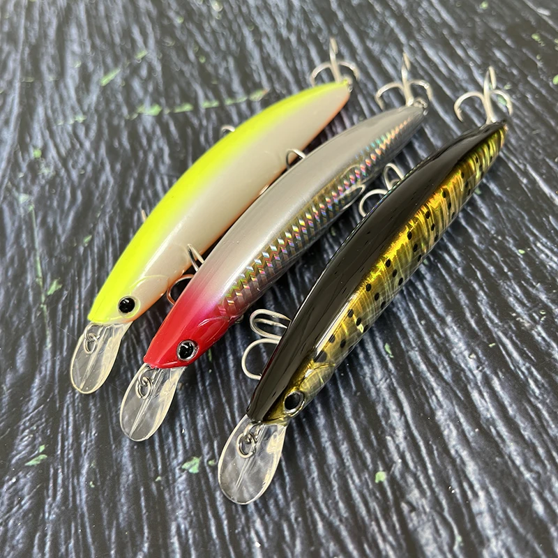 Señuelos de pesca flotantes de pececillo, 26g, 130mm, Wobblers de fundición larga, cebos duros artificiales, pesca con curricán, lubina de agua salada, equipo de señuelos para trucha - imagen 5