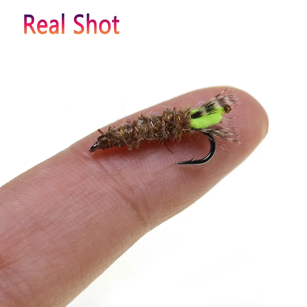 Bimoo 9 piezas # 12 púas Peeping Caddisfly Ninfa oreja de liebre doblado suave Grizzly Hackle mosca húmeda trucha salmón Grayling Señuelos de pesca - imagen 5