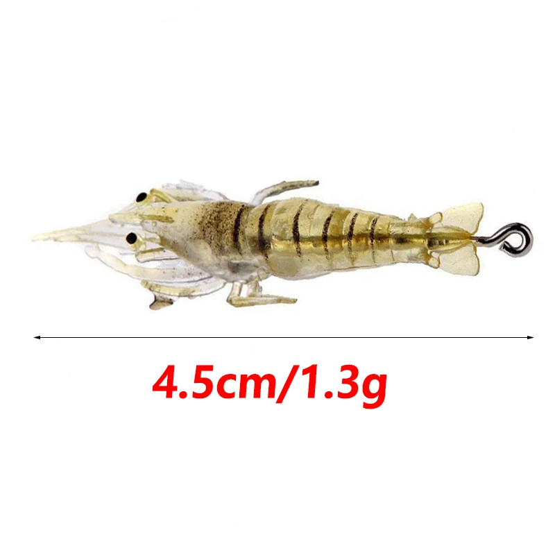 10 piezas de pesca con anzuelo s camarón hierba cebo suave 4,5 cm 1,3 g wobblers silicona señuelos artificiales para la trucha bass jig aparejos de pesca - imagen 2