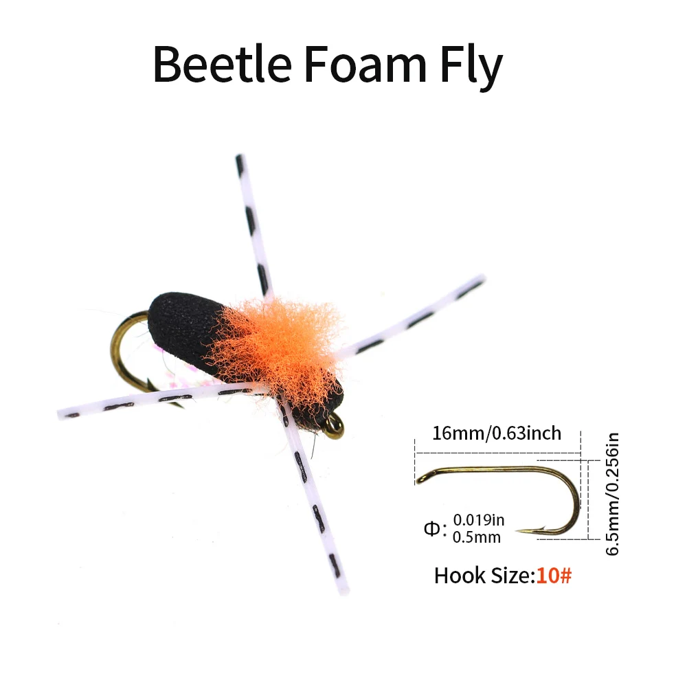 ICERIO 6 uds espuma UV escarabajo mosca trucha pez amarillo lubina Barbel carpa azul Kurper carpa pesca insecto cebo Artificial # 10 - imagen 2