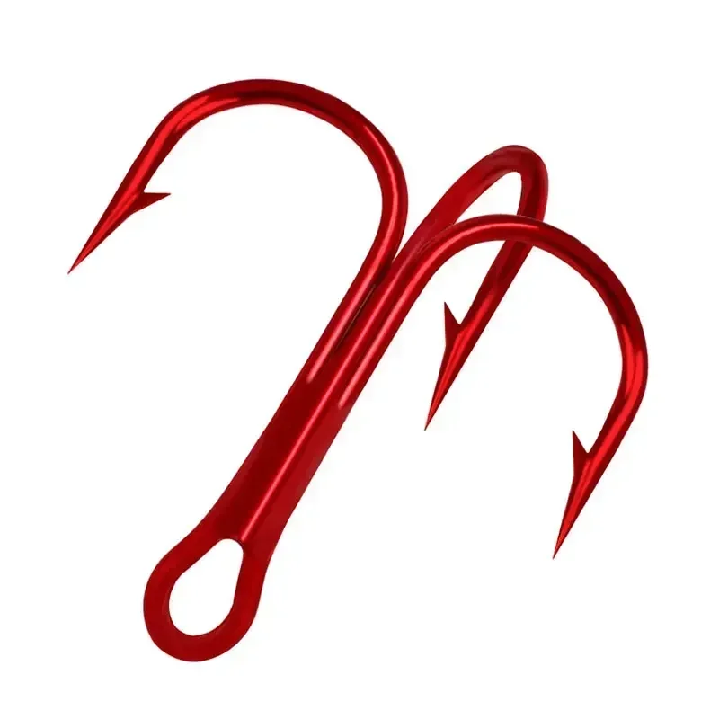 20 unids/lote anzuelos ancla roja acero alto en carbono púas anzuelo triple pesca en el mar accesorios de herramientas de pesca - imagen 2