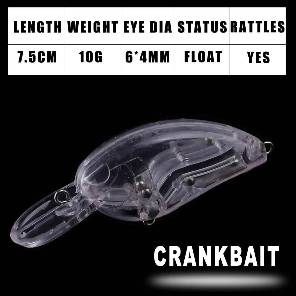 Crankbait flotante sin pintar Dr.Holife con sonajeros para agua media - imagen 3