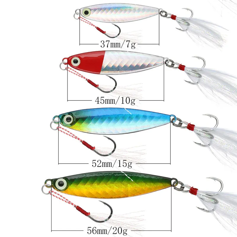 Señuelo de Metal duro para pesca vertical, cebo de 7g, 10g, 15g, 20g para lubina, trucha, buceo, agua salada - imagen 5