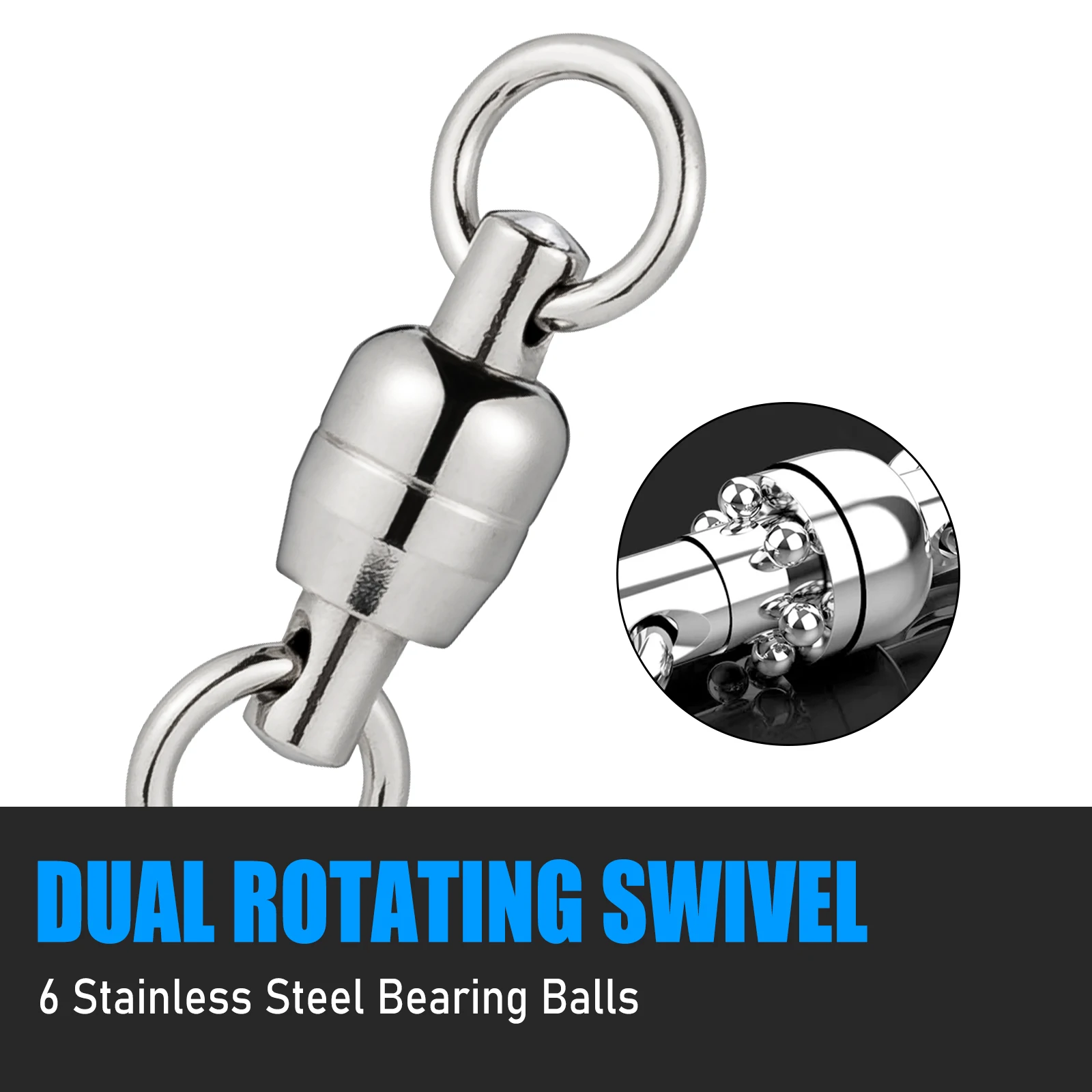 Giratorio Doble Inox con Mosquetón – Rodamiento Bolas para Pesca - imagen 5