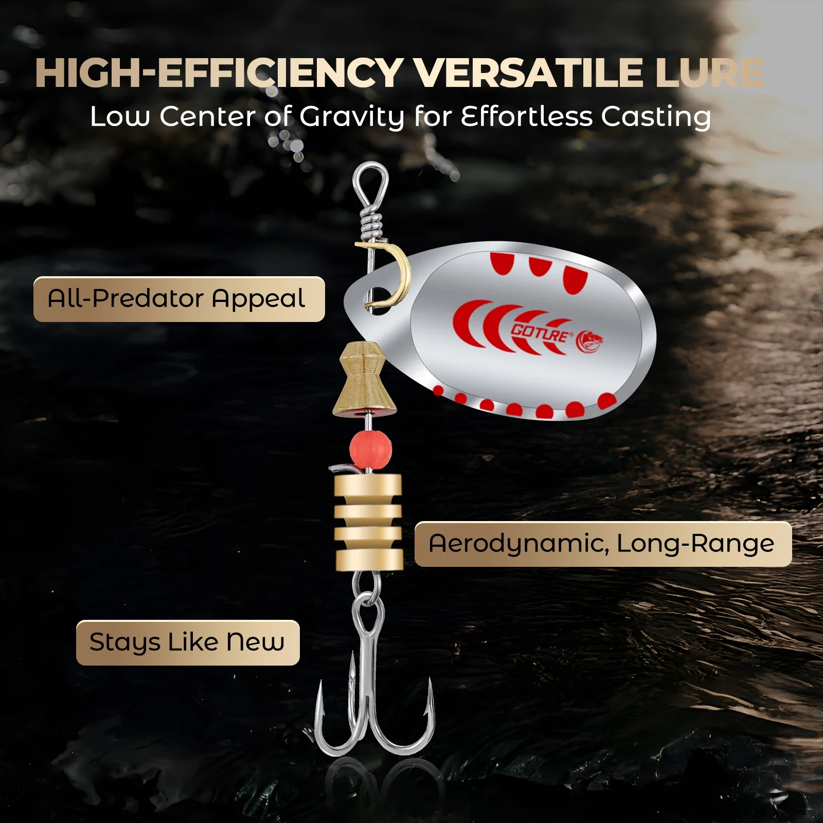 Goture-señuelo de pesca giratorio con cuchara de Metal, Kit de anzuelos para trucha, Lucio, lubina, multiseñuelo, aparejos en capas, equipo profesional - imagen 4