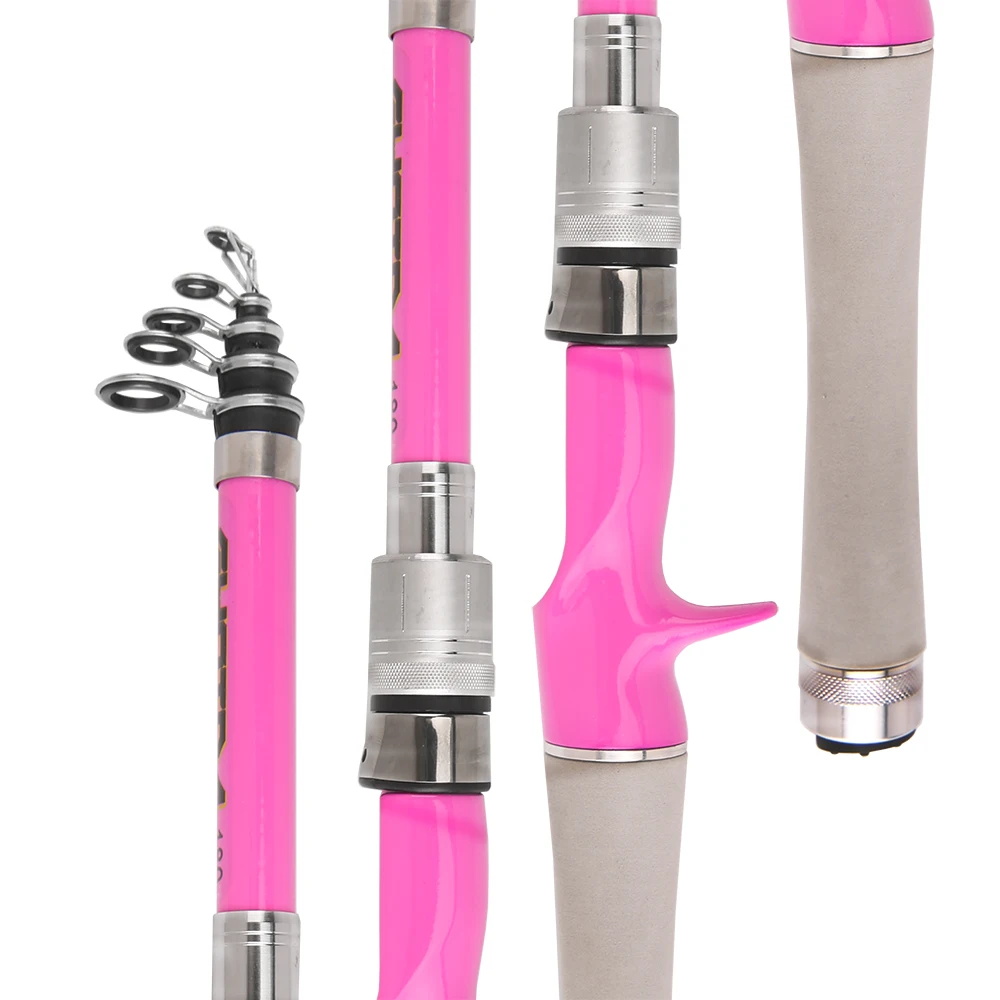 Mini señuelo de Pesca, caña de pescar giratoria de fundición, telescópica de viaje para lubina, Lucio, trucha, Pesca de acción rápida, 1,5-2,4 M - imagen 3