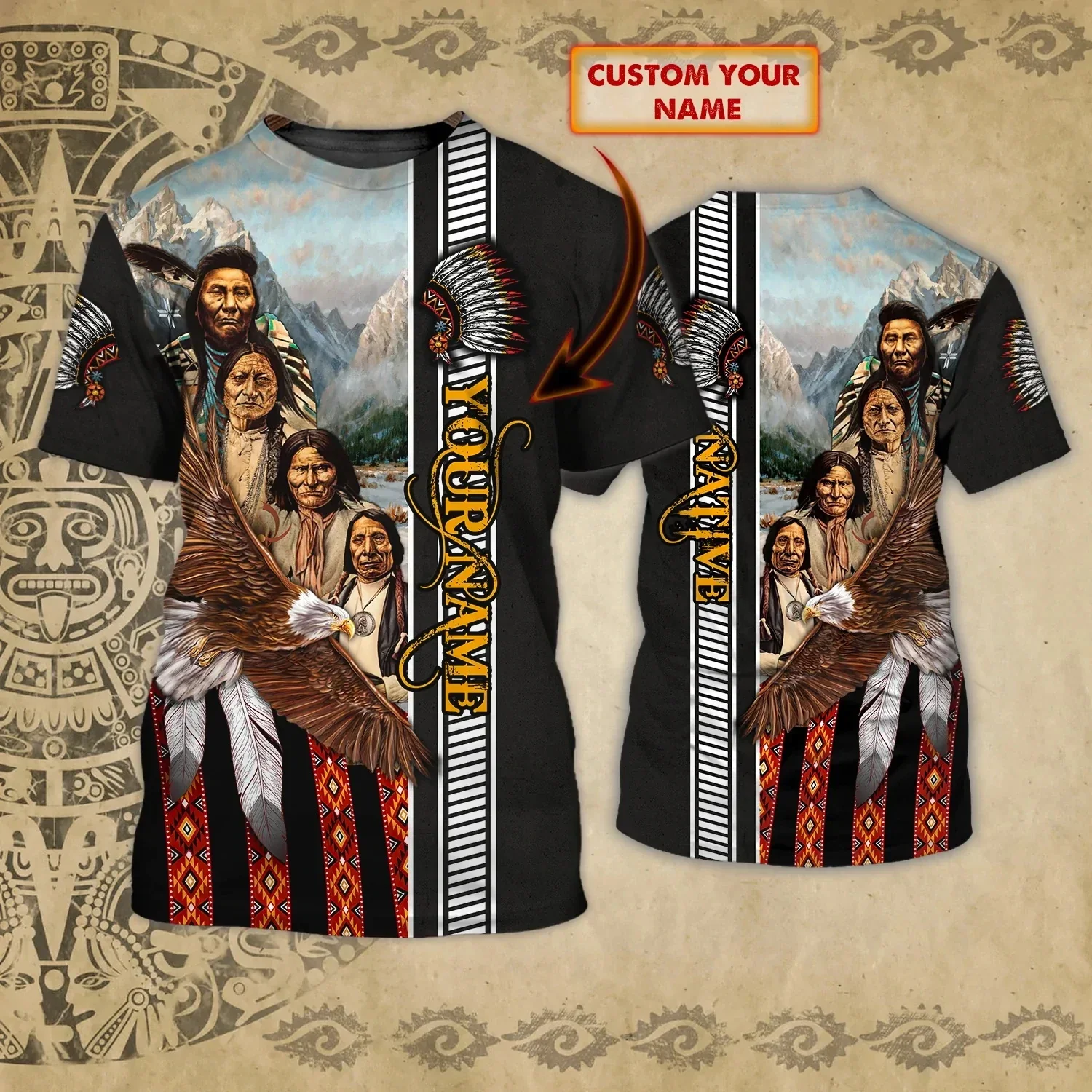 Camiseta personalizada con estampado de lobo nativo en 3D para hombre, camiseta a la moda con estampado completo, camiseta informal de calle Unisex de estilo veraniego TX286 - imagen 3