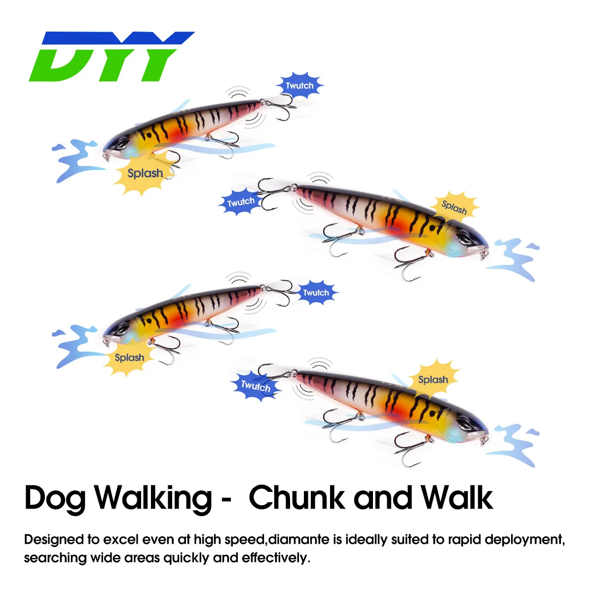 DYY-señuelo de pesca con cebo duro artificial, palo sonajero, cebo para caminar, perro flotante de superficie, Wobblers, 11cm, 21g - imagen 4