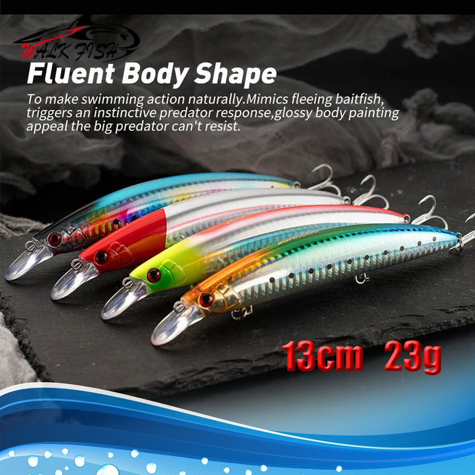 WALK FISH Minnow Jerkbait flotante 130mm 23g – Wobbler para lucio y lubina - imagen 3