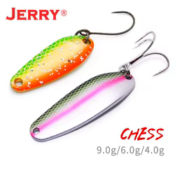 Jerry-señuelo de pesca Wobbler de ajedrez, cebos de cuchara de Metal artificiales, cuchara giratoria de colores mezclados, señuelos de curricán para trucha y lubina