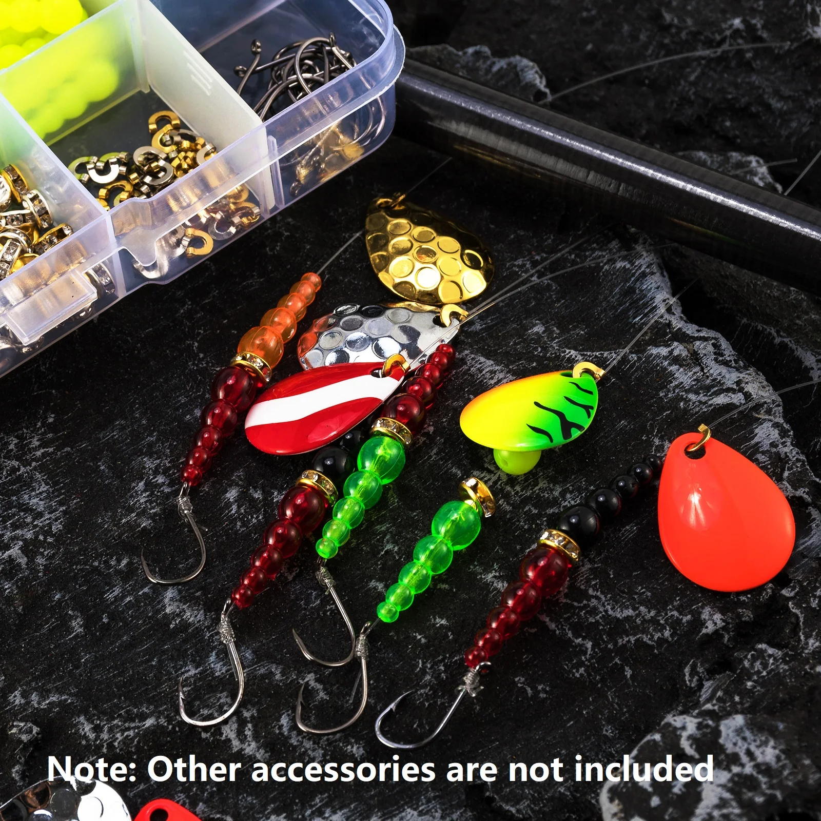 Anillo giratorio de boda con cuentas de pesca, aparejo de arrastre, Walleye, señuelo de trucha, cebo en línea, suministros para fabricación de señuelos, lubina, 100 Uds. - imagen 5