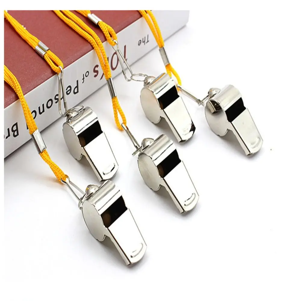 Silbato de Metal fuerte de baloncesto con cuerda, silbatos de árbitro fuertes, silbato deportivo portátil resistente al desgaste, salvavidas - imagen 4