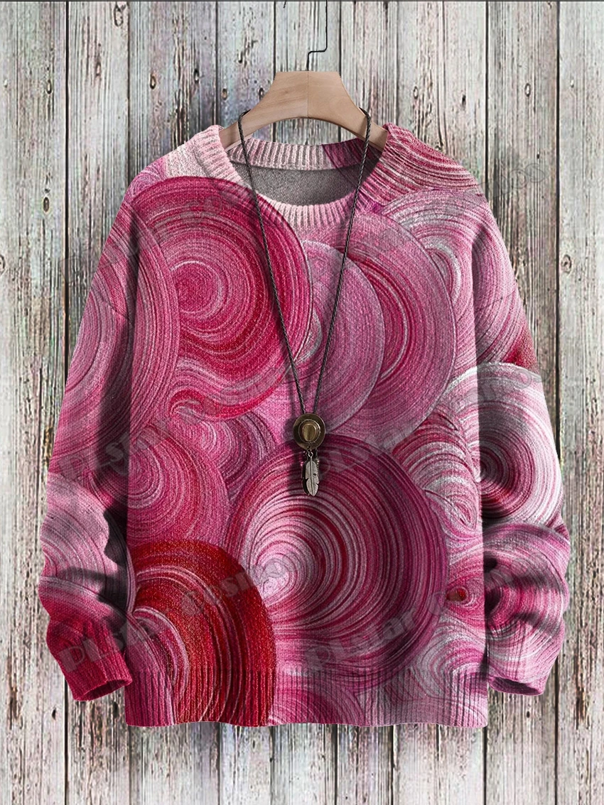 Jersey punto unisex KMY33 – Cuello redondo con estampado 3D para invierno - imagen 2