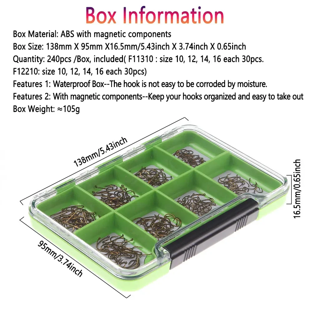 Bimoo 240 unids/caja de acero rico en carbono con púas, anzuelo para atar moscas secas, Caddies para camarones, Pupa/Midge Emerger, anzuelo para mosca, Señuelos de Pesca de trucha - imagen 5