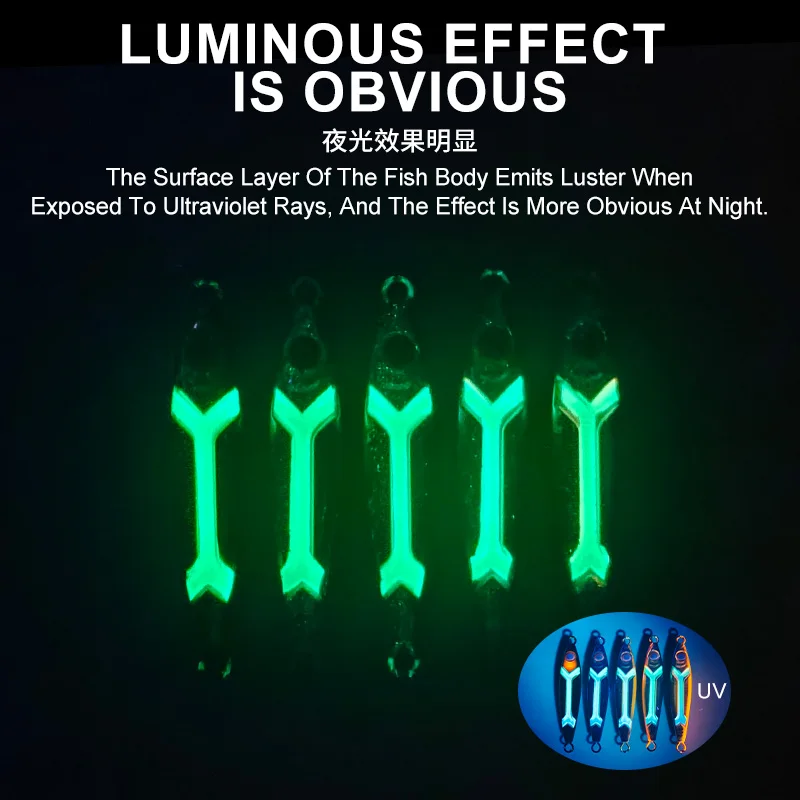 OBSESSION J141 señuelo de plantilla de metal duro luminoso, jigging cebo de pesca de agua salada, cuchara de pesca de hundimiento rápido, 30g, 40g, 60g, 80g - imagen 5