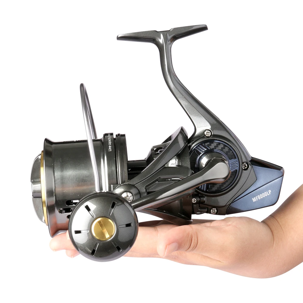 DEUKIO nuevo carrete giratorio Jigging de tiro largo 8000 10000 12000 serie 8 + 1BB carretes de pesca de Surf 44LB arrastre máximo carrete grande de agua salada - imagen 5
