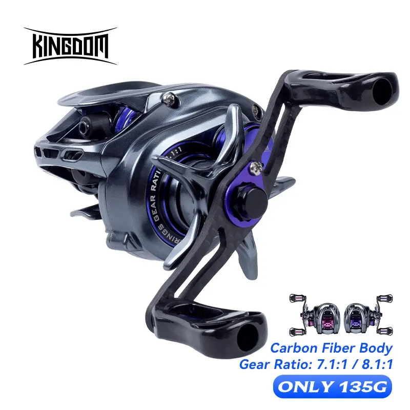 Kingdom-carrete de pesca Baitcasting ultraligero, 135g, 7,1: 1, 8,1: 1, 4kg, Micro Monster, bobina de juego ligera
