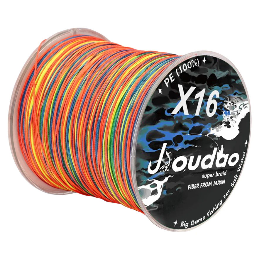 Línea de pesca trenzada 500m 300m 16 hebras para peces de agua salada línea de pesca de color trenzada para una visibilidad adicional 55-250LB