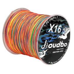 Línea Trenzada 16 Hebras Multicolor Pesca en Agua Salada