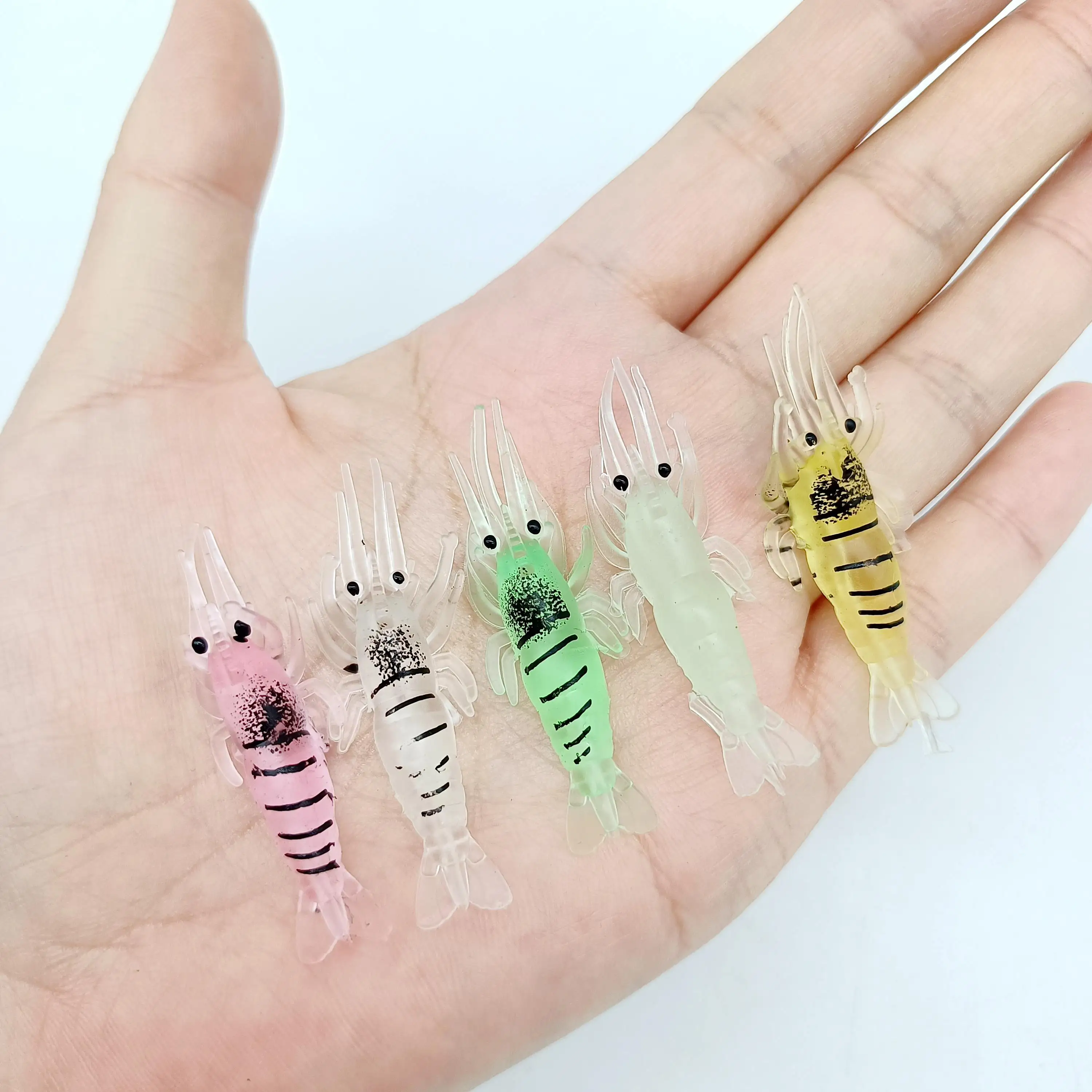 DUODUOYU 10 Uds. Señuelos de pesca de camarones suaves pequeños 1,5g/35mm simulación Isca cebo de camarones artificiales sin anzuelo accesorios de pesca