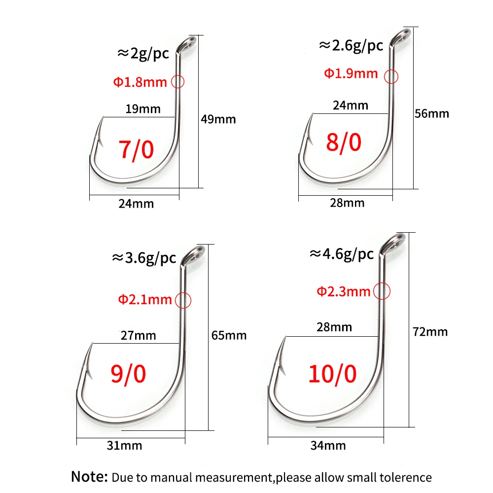 Ellllv-anzuelo de pulpo de acero inoxidable, anzuelos de agua salada, aparejos de pesca de mar, Terminal 1/0 2/0 4/0 6/0 8/0 - imagen 5