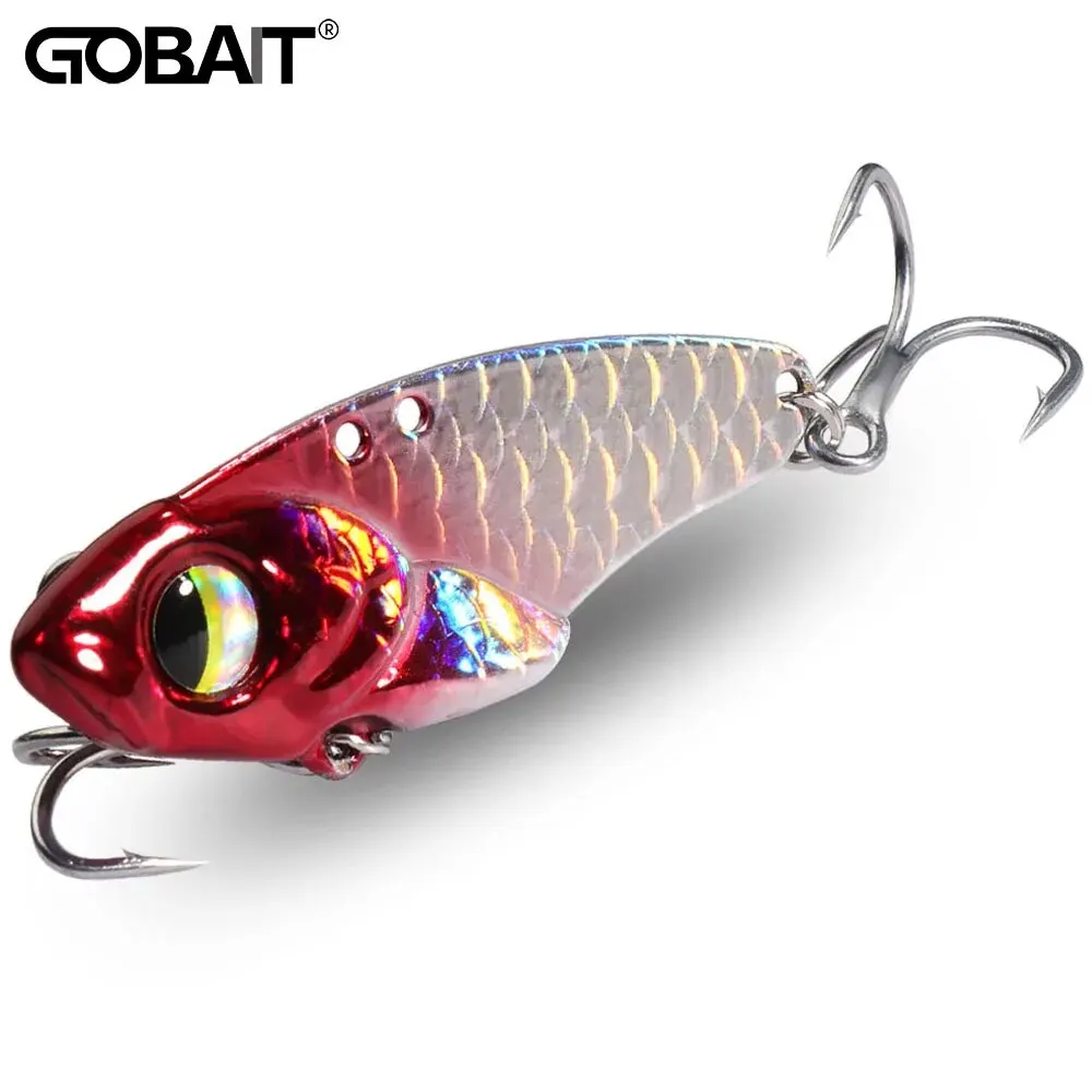 GOBAIT VIB-señuelo de plantilla de Metal, 7g, 10g, 17g, 20g, cuchara giratoria, aparejos de Pesca, anzuelo Popper, Swimbait, cebo giratorio