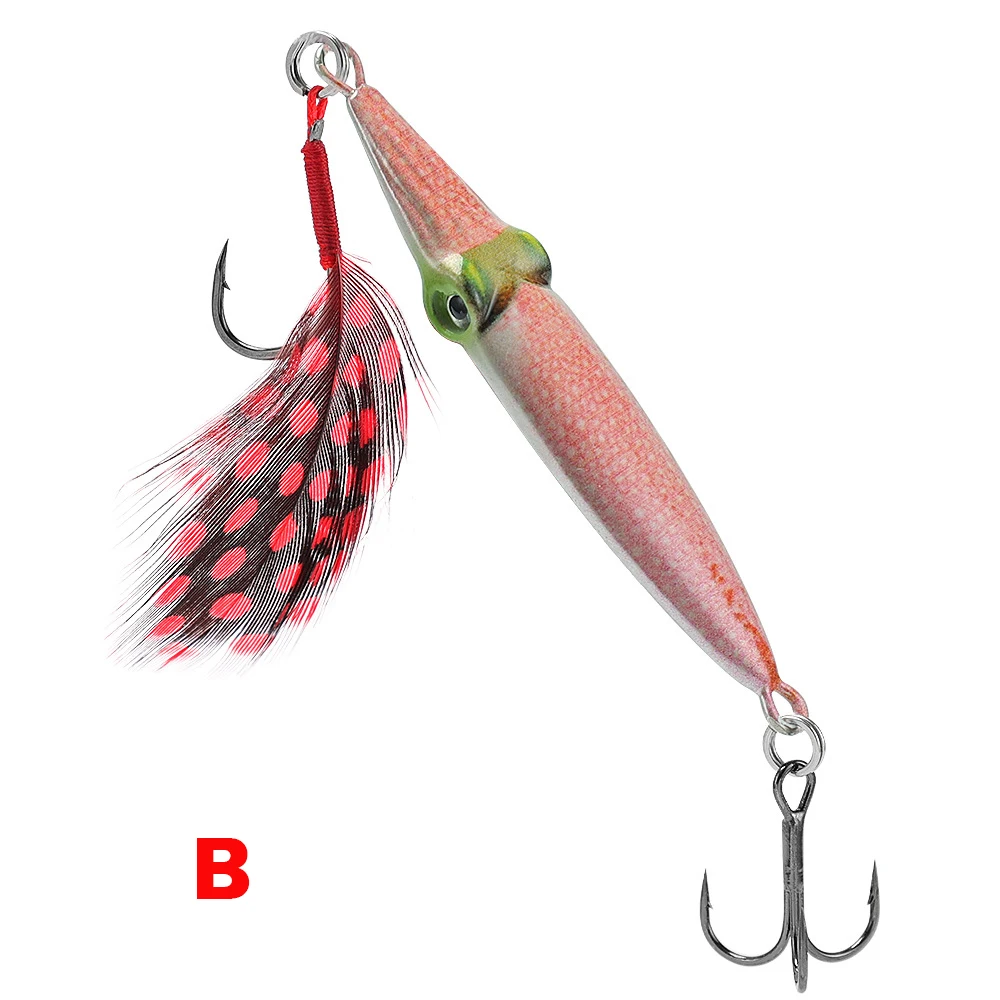 Plantilla de Metal con impresión 3D para pesca en el mar, cebos de calamar, aparejos de señuelo de Pesca de Mar Profundo, atún fundido largo, 66mm, 21g - imagen 4