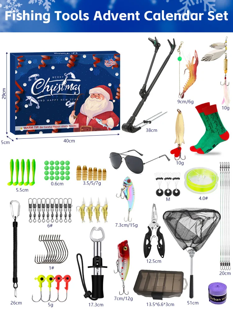 24 piezas de señuelo Navidad Santa Claus set pesca sorpresa caja de regalo embalaje accesorios de equipo de pesca - imagen 2