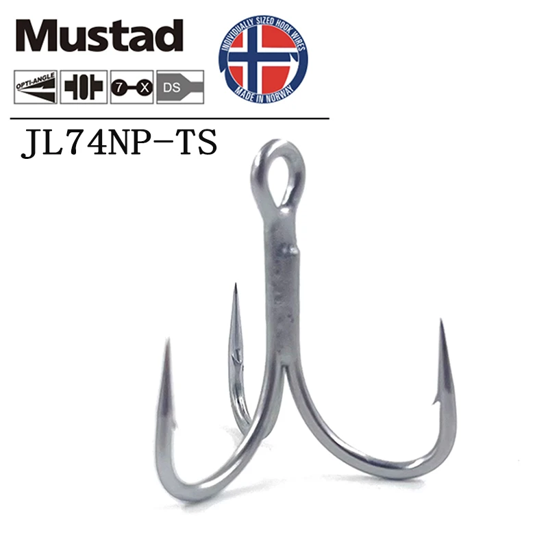 MUSTAD JL74NP-TS anzuelo de tres anzuelos autoequilibrado 4X de alta resistencia, resistente a la corrosión, anzuelo de cebo falso