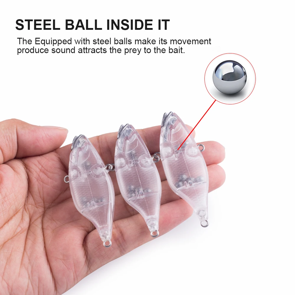 Hanlin-Cebo de plástico sin pintar, 10/20 piezas, 6,5 cm, 10g, VIB, vibración, Crankbait Artificial, señuelo de pesca que se hunde, aparejos en blanco - imagen 4