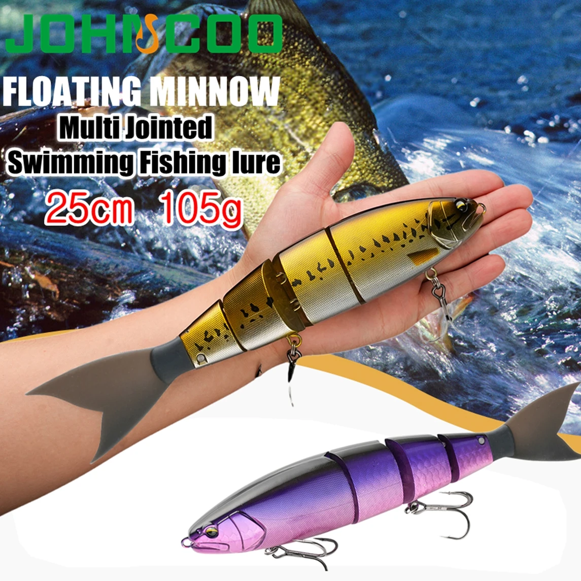 Johncoo Señuelo articulado flotante – Wobbler para depredadores - imagen 2