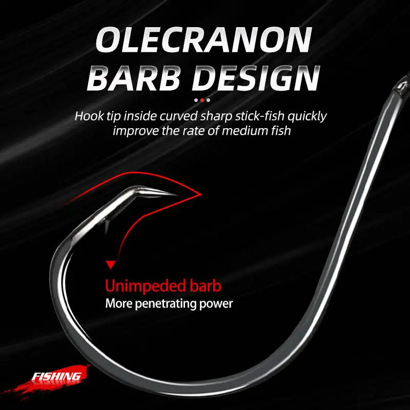 170 unids/caja juego de anzuelos de pesca 2X gancho circular fuerte Offset agua dulce agua salada pulpo bagre accesorios de pesca - imagen 4