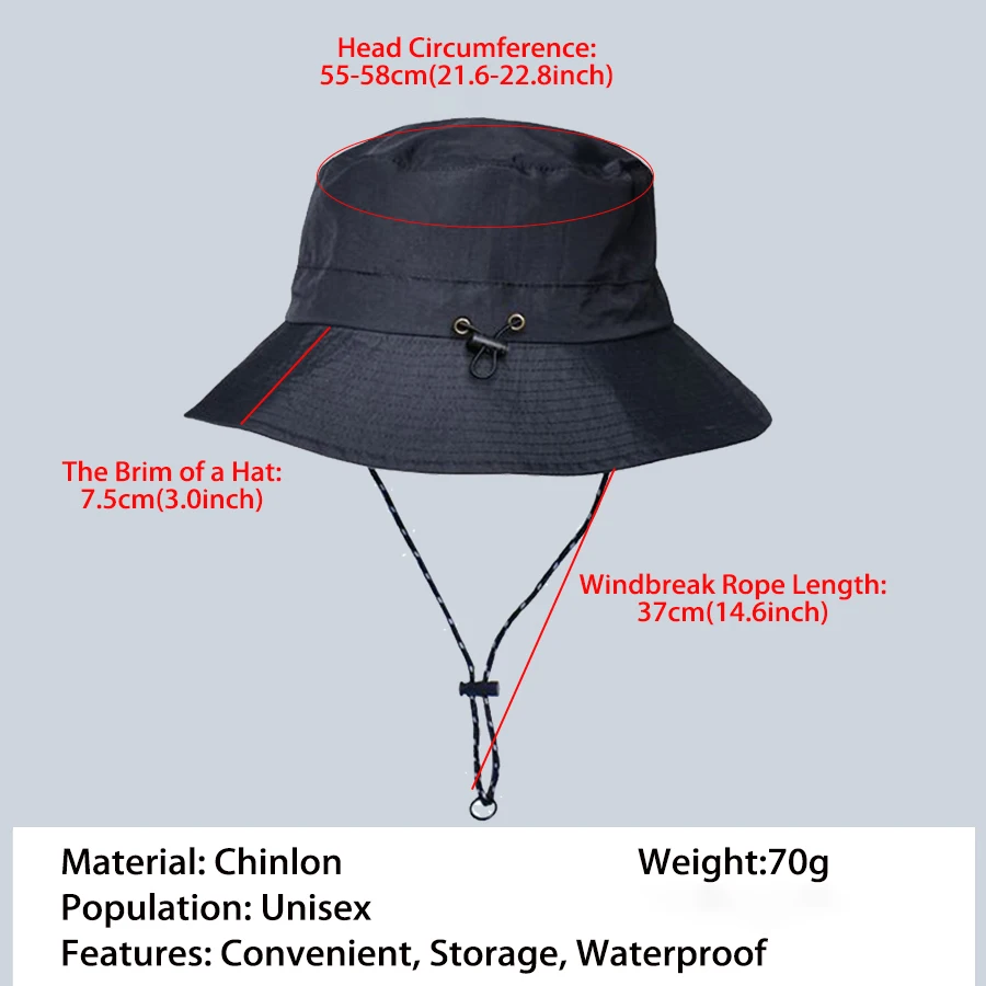 1 Uds. Sombrero de sol impermeable para hombre y mujer, protección UV, sombrero de pesca de ala ancha de malla plegable ajustable - imagen 2