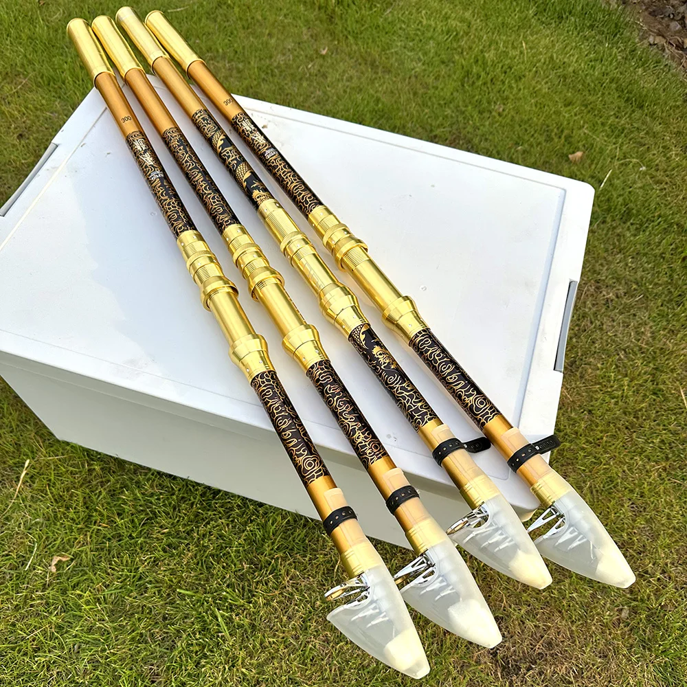 Caña de pescar telescópica giratoria, súper ligera, larga y dura, fibra de carbono, 2,1 M, 2,4 M, 2,7 M, 3,0 M, 3,6 M, caña de surf de viaje con enchufe de tierra - imagen 3