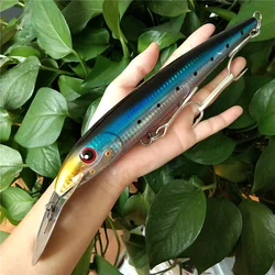 Noeby 1 pieza 225mm 76g señuelo Minnow Wobbler flotante 6-8m cebo duro pico de acero inoxidable cebos de pesca de fundición larga