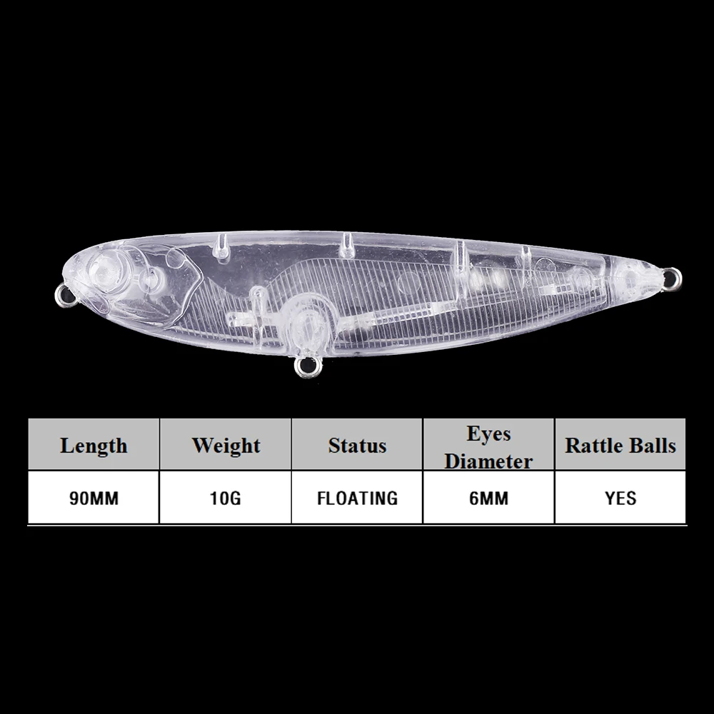 Chan'sHuang 20 piezas cebo en blanco sin pintar 9cm 10g Topwater lápiz caminando el perro DIY hecho a mano señuelo de pesca Artificial aparejos - imagen 2