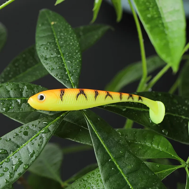 WALK FISH 5 uds 7cm 2,1g cola en T Rockvibe cebo suave Artificial 3D ojo de pez gusano Wobbler cebo para Jig Head señuelo de pesca depredador - imagen 5