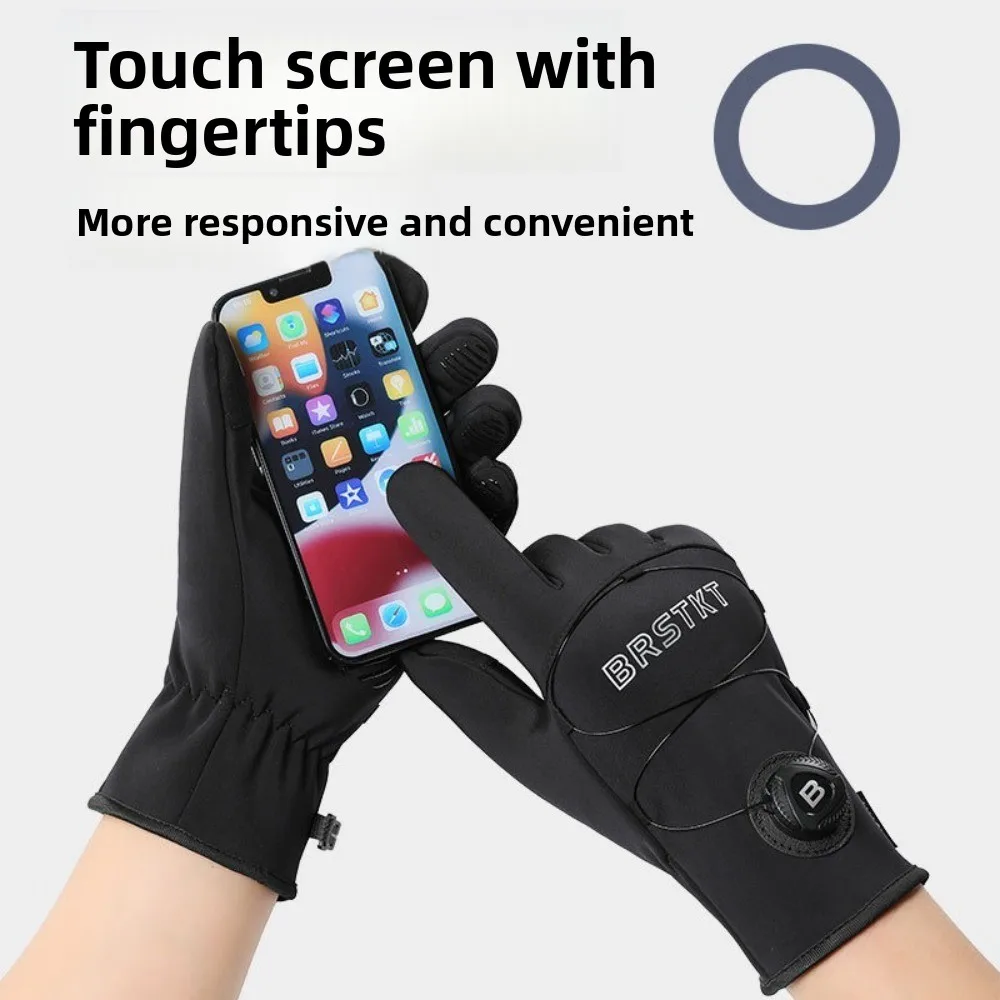 Guantes cálidos de invierno gruesos extendidos, guantes térmicos de dedo completo con pantalla táctil resistentes al frío, manoplas de conducción antideslizantes a prueba de viento - imagen 5