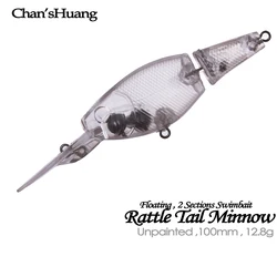 Chan'sHuang Señuelo Swimbait sin pintar – Sonajero y cola vinilo
