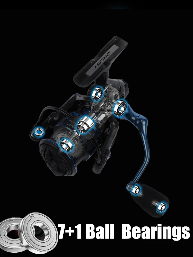 MIFINE-Carretes giratorios súper ligeros de carbono Tech 201G, 7 + 1BB, carrete rígido de aluminio CNC, aparejos de pesca de agua dulce en el mar - imagen 5