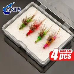 ANFS 4 Uds cebo Artificial para moscas de ninfa insecto biónico señuelo de pesca con mosca, accesorios de pesca con anzuelo