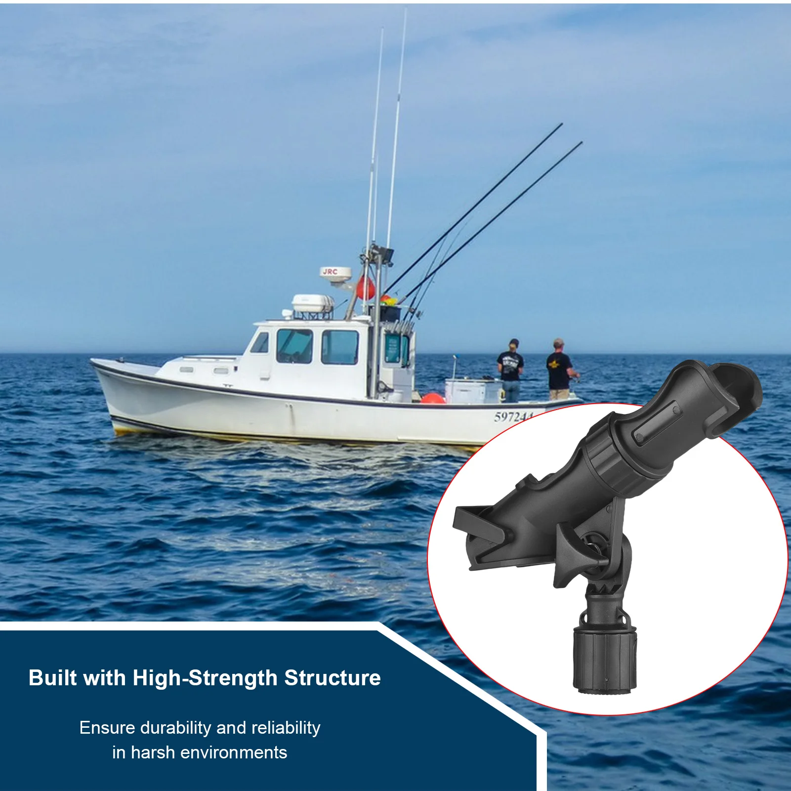 Soporte para caña de pescar, Kit de montaje Universal, soporte de poste de bloqueo de energía ajustable de 360 grados para barco de Kayak - imagen 5