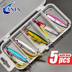   ANFS-Kit de Señuelos de Pesca de Metal, 5 uds., 10g/0,35oz, plantilla de Metal, cuchara de fundición, Jigging Bass, aparejos de pesca de agua dulce y salada