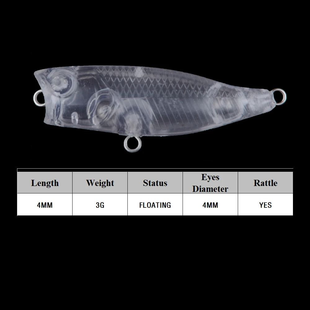 Chan'sHuang 30 Uds Señuelos de pesca sin pintar 40mm 3g Mini Popper Topwater DIY cebo de pesca en blanco hecho a mano - imagen 2