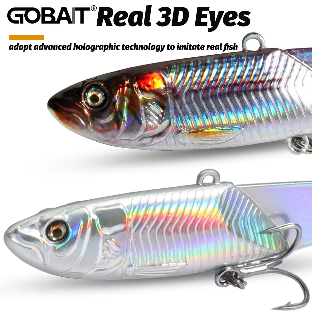 GOBAIT-señuelo VIB con plantilla de Metal, 20g, 30g, 40g, cuchara giratoria, Color de ojo 3D, aparejos de Pesca giratorios con láser, anzuelo Swimbait, cebo Vibetion - imagen 5