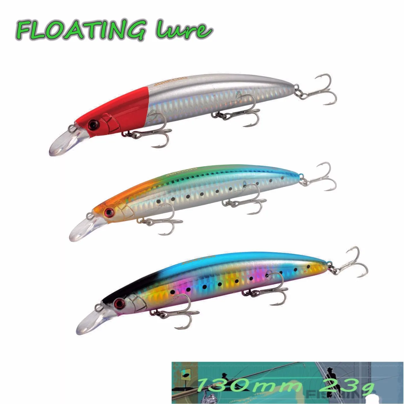 Jerkbait flotante de fundición larga, 130mm, 23g, señuelo de pesca con anzuelos de calidad, pececillo Wobbler para lubina, perca, carpa, Lucio - imagen 3